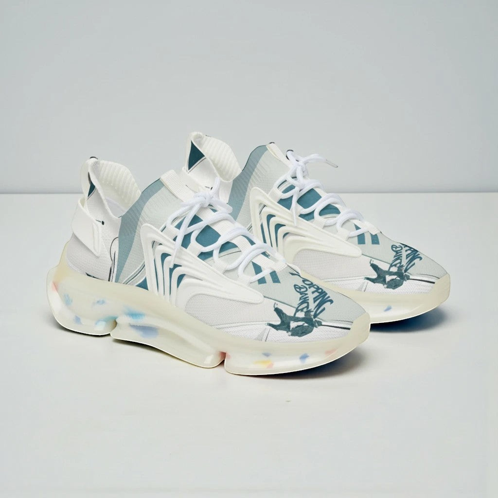 MONROE STORE zapatillas deportivas blancas de malla para hombre con estampado gráfico y suela de EVA