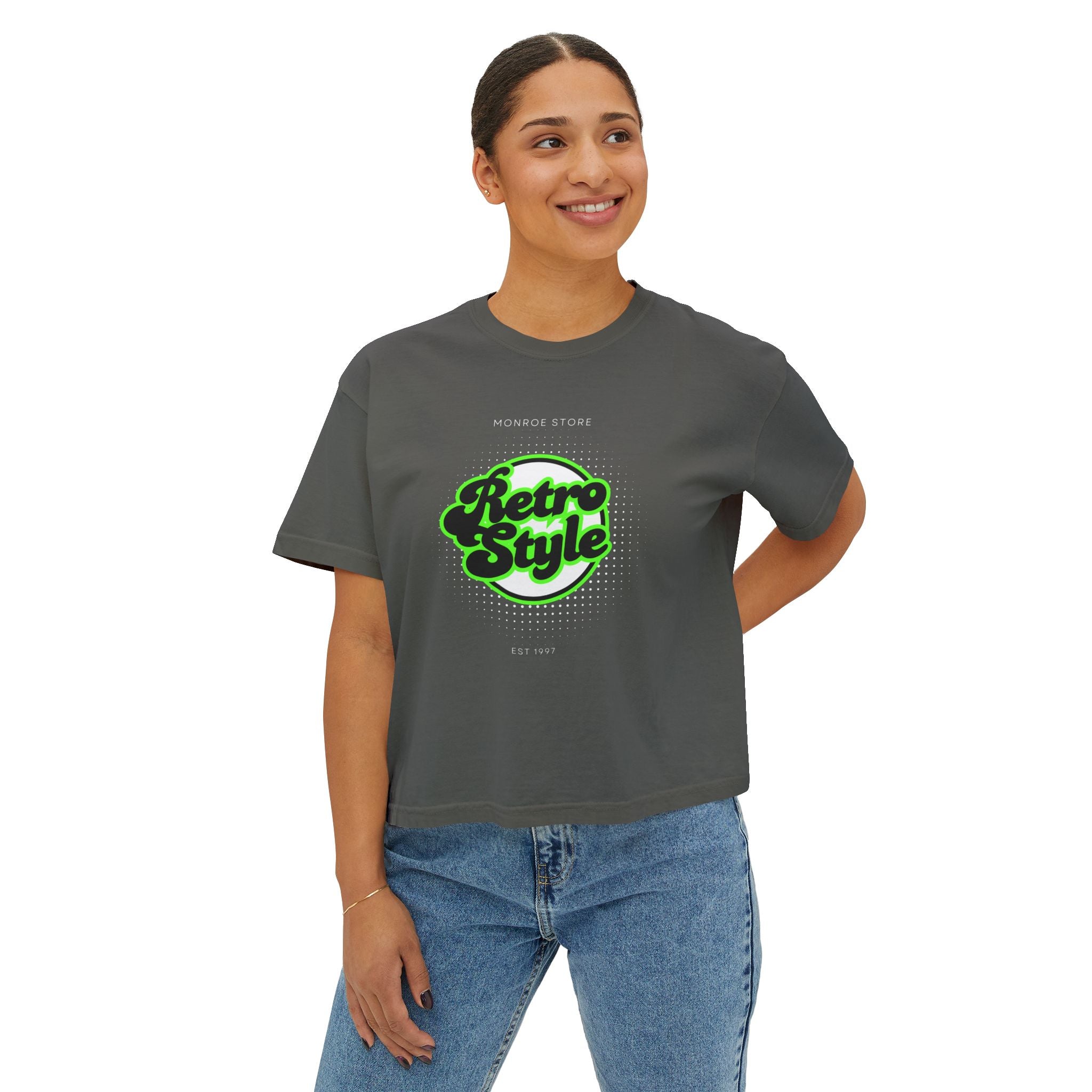 Retro Disco Women's Boxy Tee — Vintage Festival Graphic Top, Gift for Her
