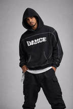 Contrast-Stitched Boxy Fleece Hoodie