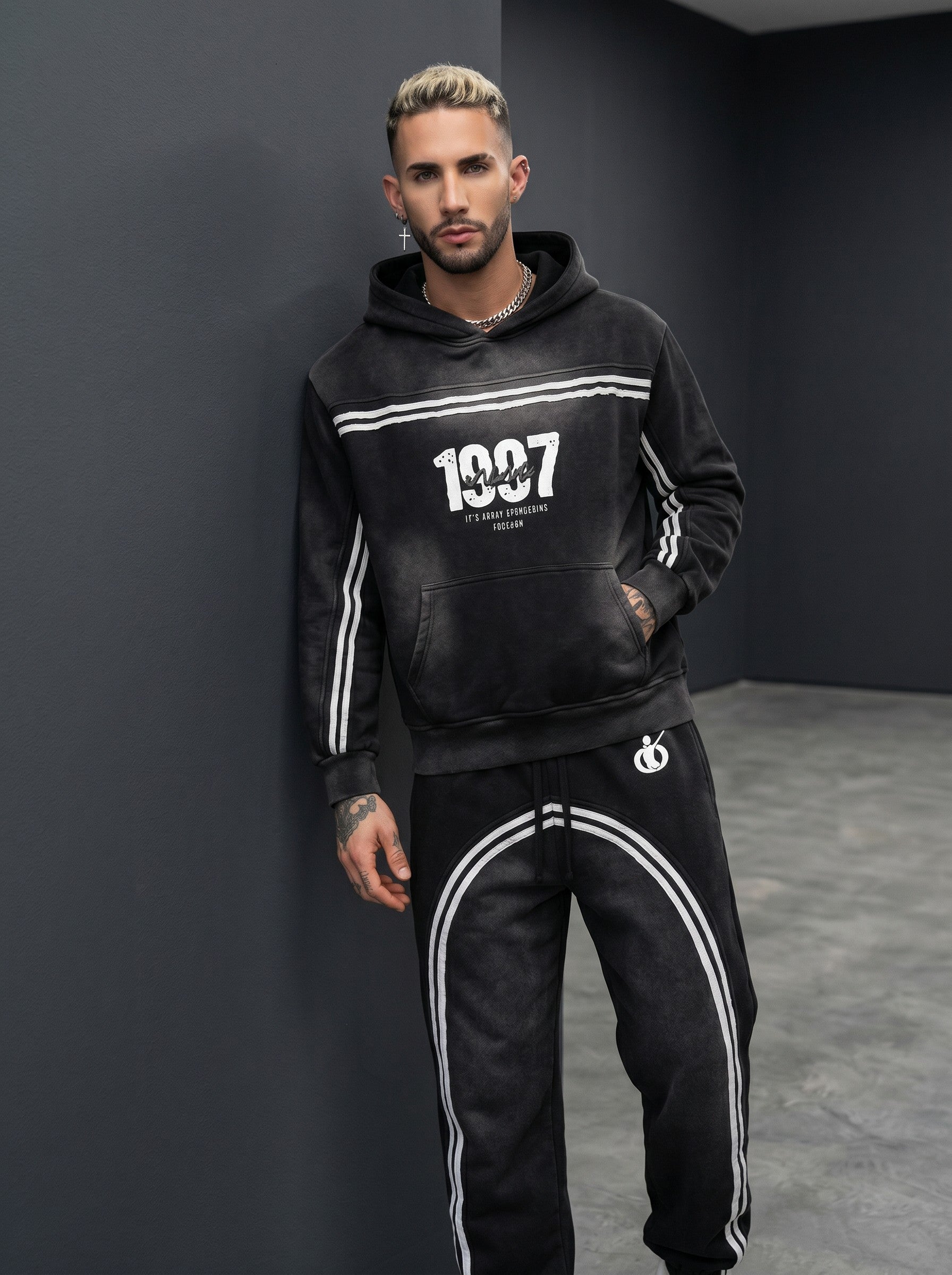 Sun Fade Contrast Tape Fleece Hoodie