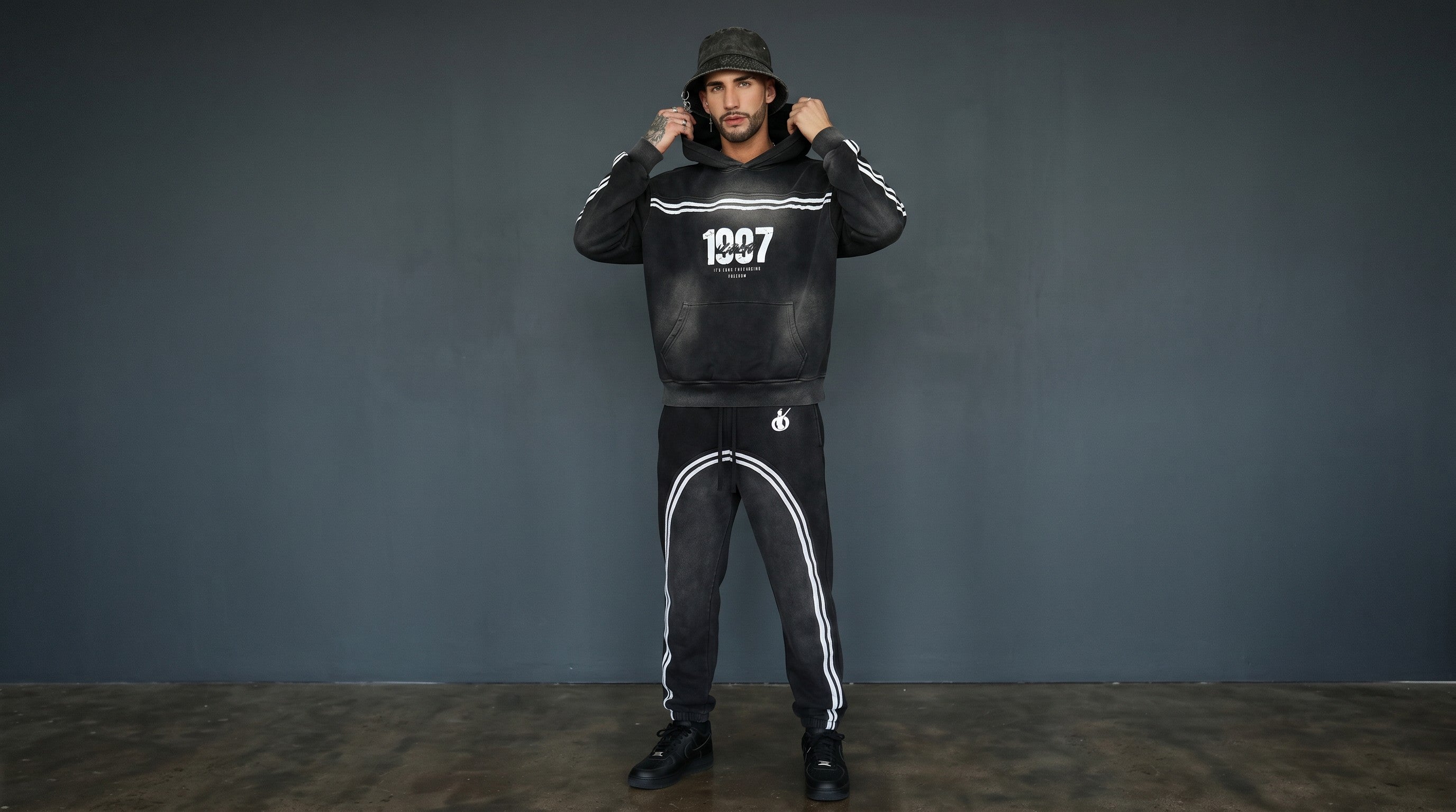 Sun Fade Contrast Tape Fleece Hoodie