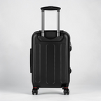 Mango telescópico de maleta de viaje negra con ruedas, resistente y ajustable para facilitar el transporte, estilo moderno y funcional.
