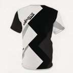 MONROE STORE Waacking Queen Cut & Sew Tee, black and white geometric pattern, 100% polyester, short sleeves, crew neck.