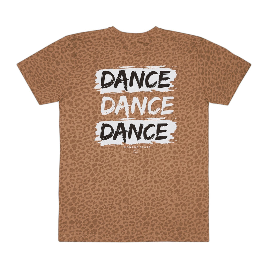 MONROE STORE men's brown graphic tee with leopard print and