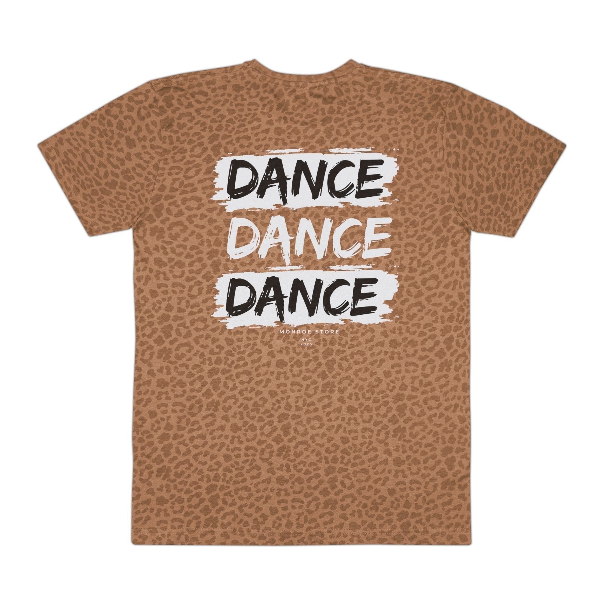 MONROE STORE men's brown graphic tee with leopard print and