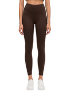 MONROE STORE dark brown high-waisted skinny yoga leggings with a seamless waistband.
