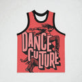 MONROE STORE Camiseta de baloncesto unisex roja con estampado "Dance Culture" y figuras de bailarines, 100% poliéster reciclado.
