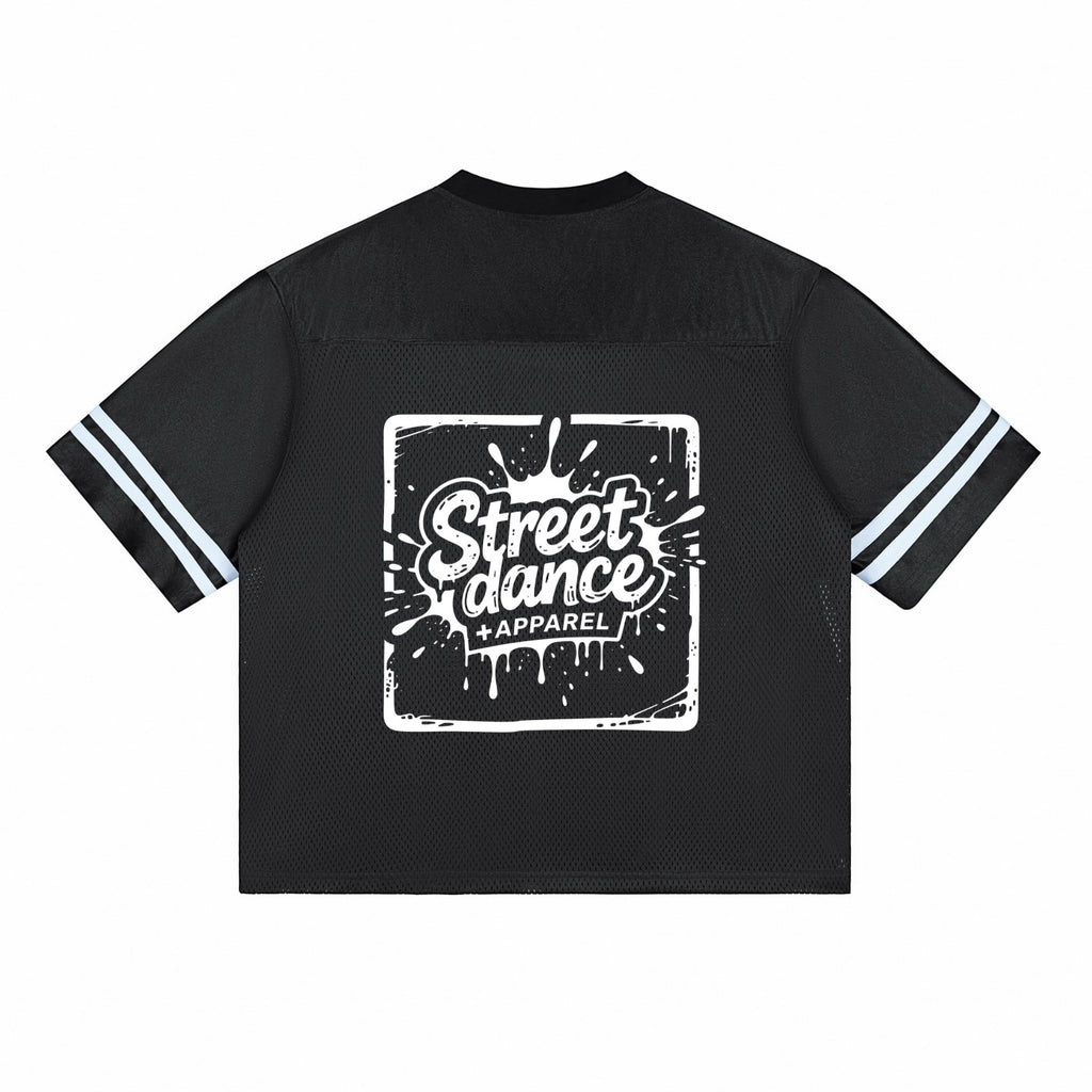 MONROE STORE camiseta de malla negra unisex de manga corta con cuello en V y estampado de "Street Dance + Apparel"
