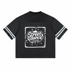MONROE STORE camiseta de malla negra unisex de manga corta con cuello en V y estampado de "Street Dance + Apparel"