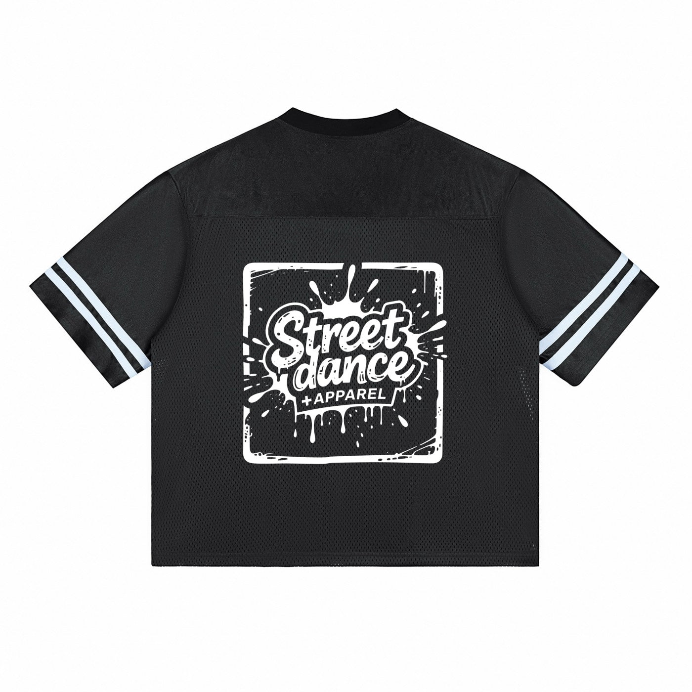 MONROE STORE camiseta de malla negra unisex de manga corta con cuello en V y estampado de "Street Dance + Apparel"