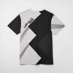 MONROE STORE Waacking Queen Cut & Sew Tee, black, white, and grey geometric pattern, 100% polyester, short sleeves, crew neck.
