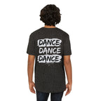 Monroe Store men's dark grey graphic tee with a black leopard print and white 'DANCE DANCE DANCE' text on the back.