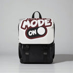Mochila MONROE STORE negra de lona con diseño divertido 'Dance Mode On' y múltiples compartimentos.