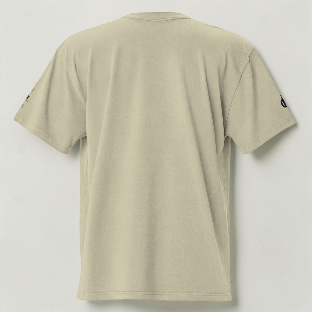 MONROE STORE oversized faded beige t-shirt made of 100% cotton with dropped shoulders and wide neck ribbing.