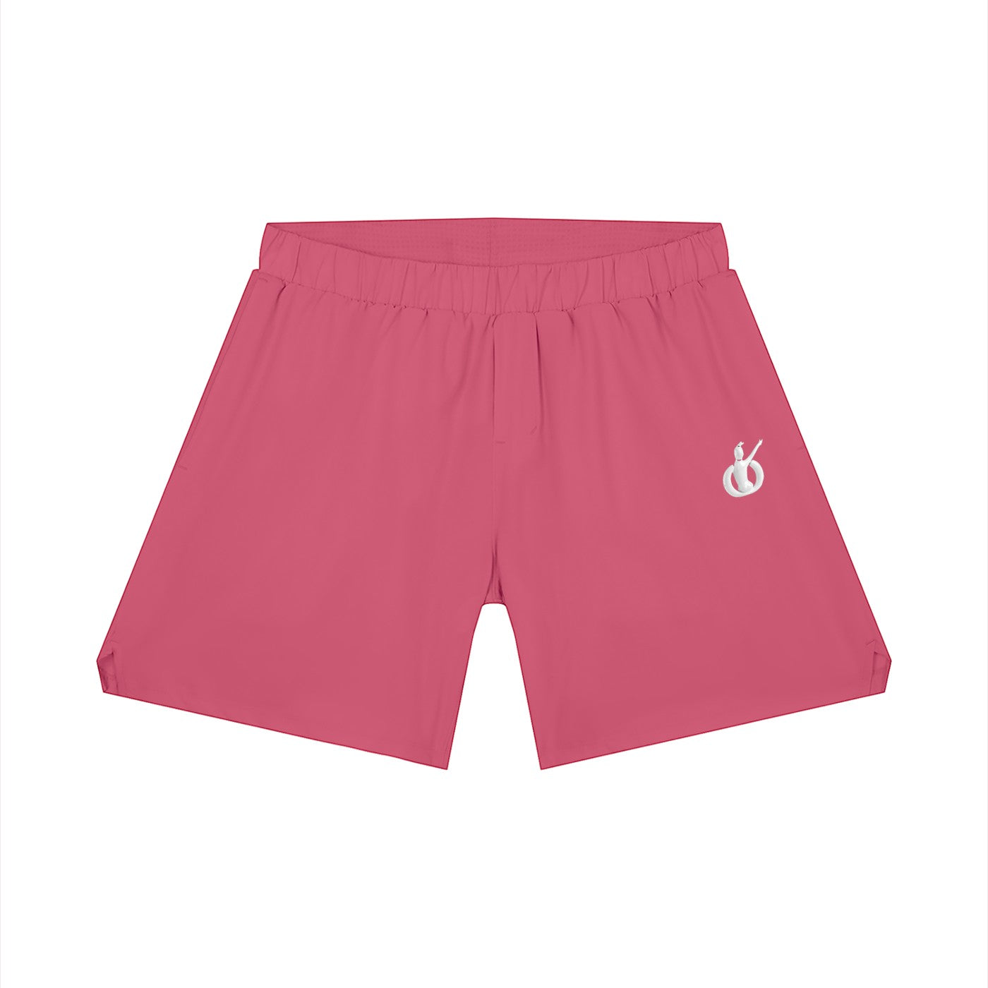 Pantalones cortos deportivos MONROE STORE de color rosa intenso con ajuste holgado y logo blanco en la pierna