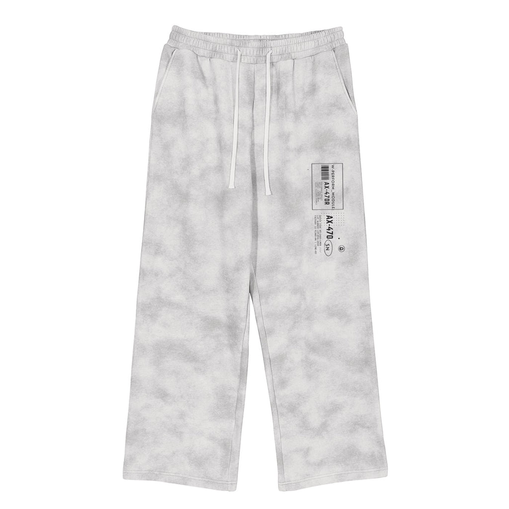 Pantalones deportivos MONROE STORE de corte holgado en gris con efecto lavado y estampado gráfico frontal