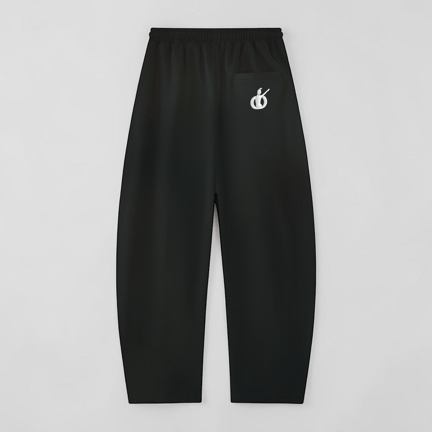 MONROE STORE pantalones negros de pierna ancha de algodón y poliéster con cordón y bolsillo trasero