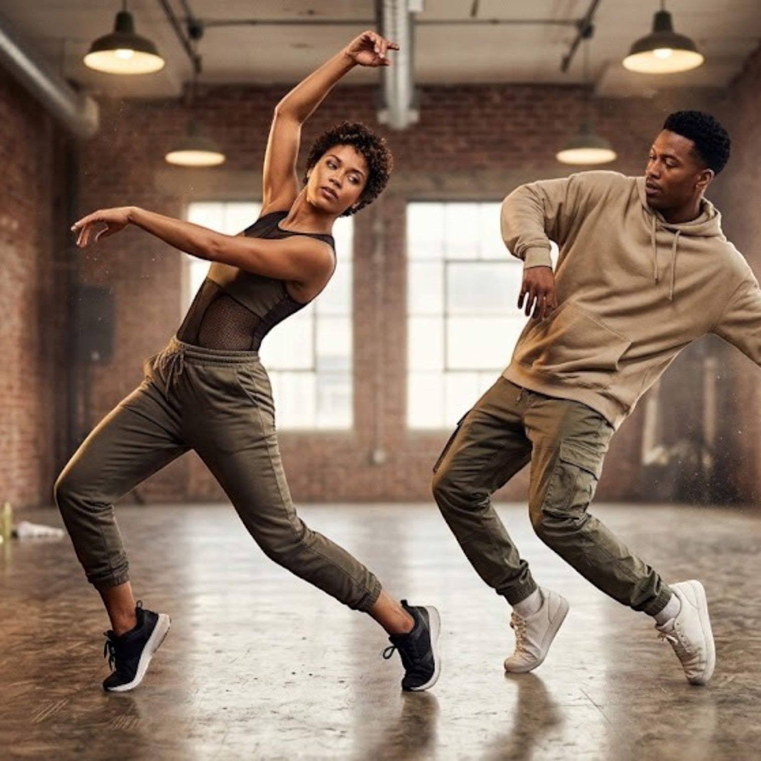 Pareja bailando en estudio con Plan Basico de MONROE STORE, incluye clases grupales, video-correcciones y soporte.