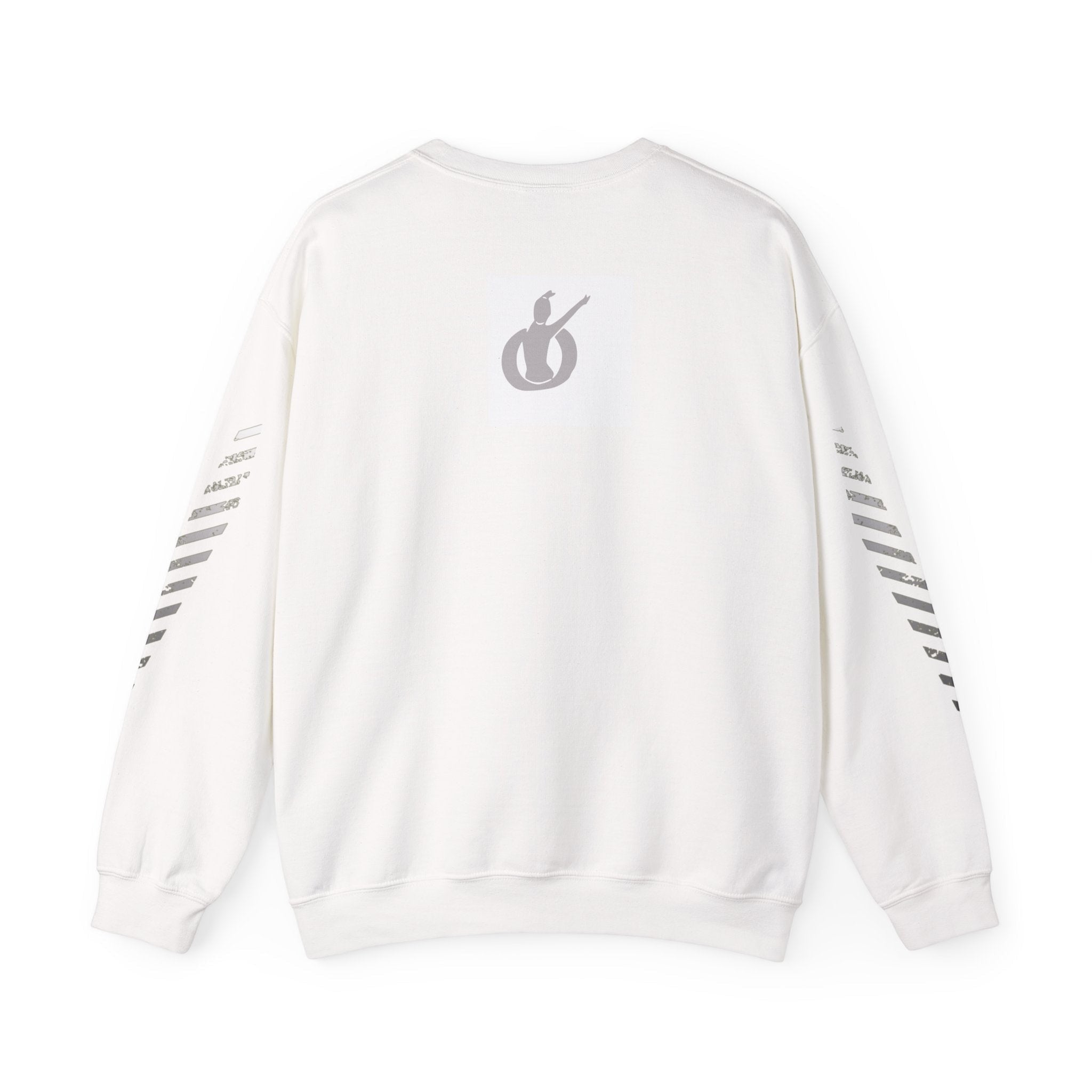 MONROE STORE sudadera blanca de algodón y poliéster con estampado de baile waacking en la espalda y detalles de rayas en las mangas.