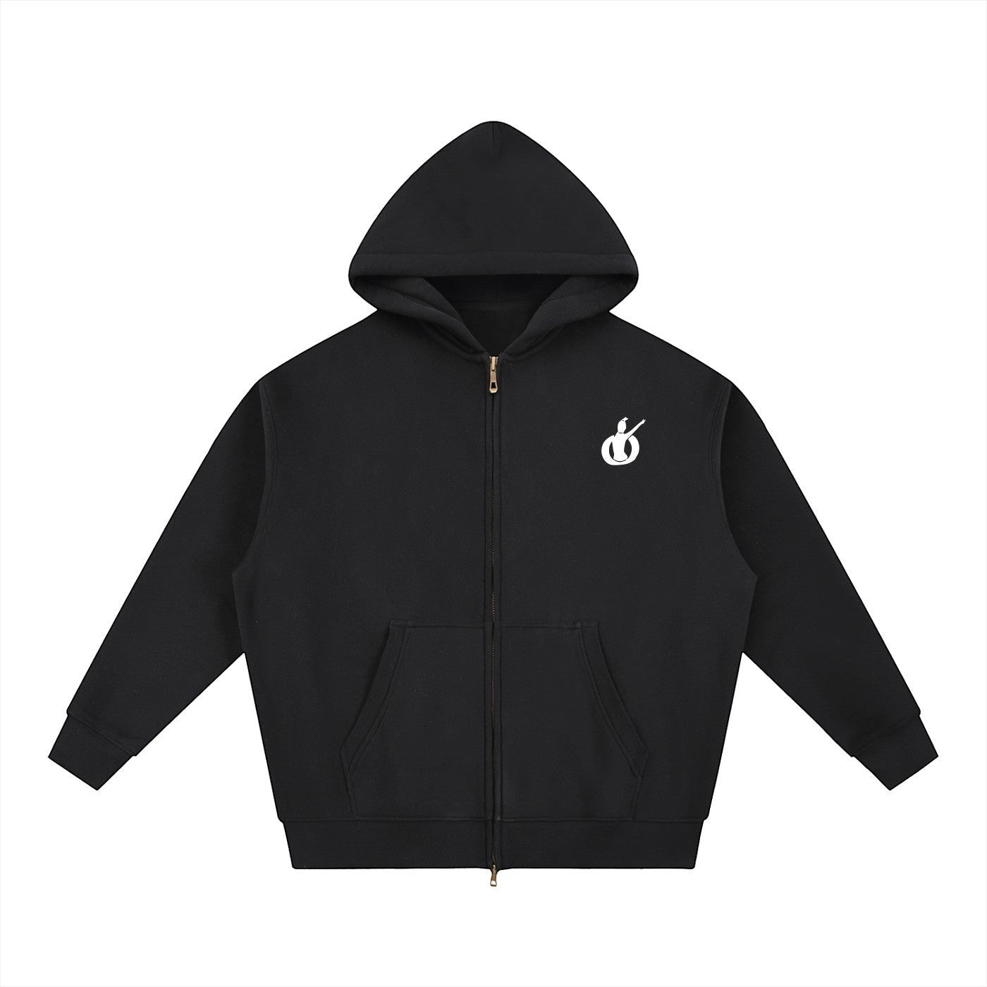 MONROE STORE sudadera con capucha negra de vellón extragrande con cremallera frontal y bolsillo canguro.