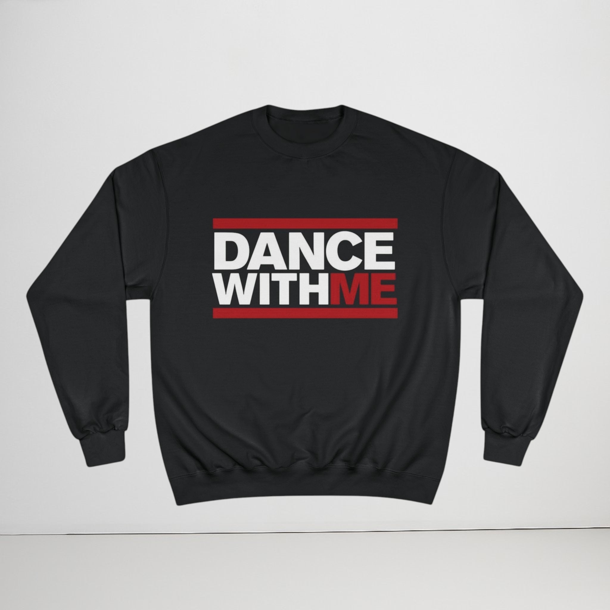 MONROE STORE sudadera negra de algodón y poliéster con estampado "DANCE WITH ME" en blanco y rojo.