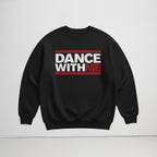 MONROE STORE sudadera negra de algodón y poliéster con estampado "DANCE WITH ME" en blanco y rojo.
