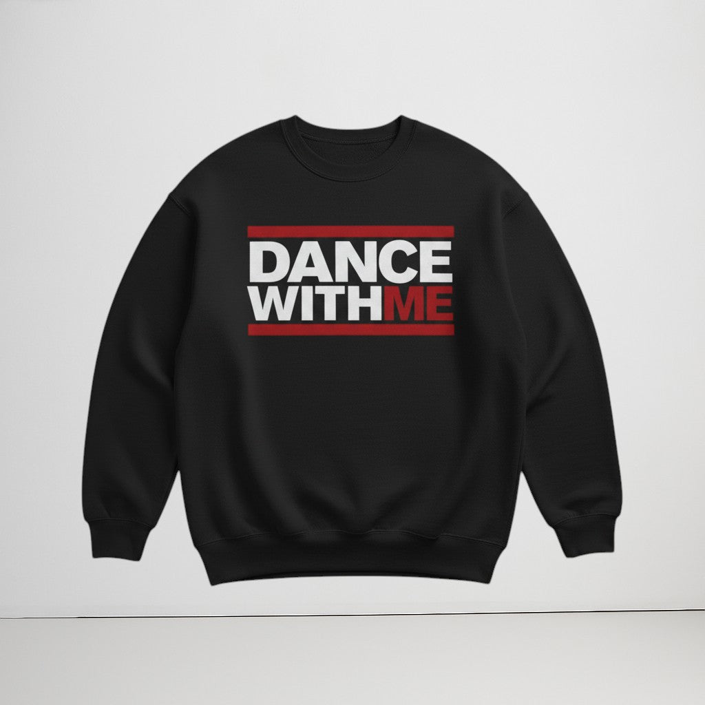 MONROE STORE sudadera negra de algodón y poliéster con estampado "DANCE WITH ME" en blanco y rojo.