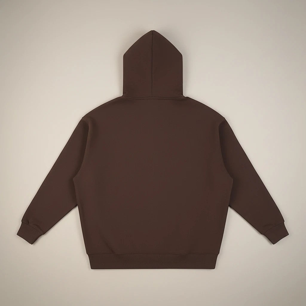 MONROE STORE sudadera con capucha marrón de manga larga, corte extragrande y bolsillo canguro. Confeccionada en mezcla de algodón y poliéster.