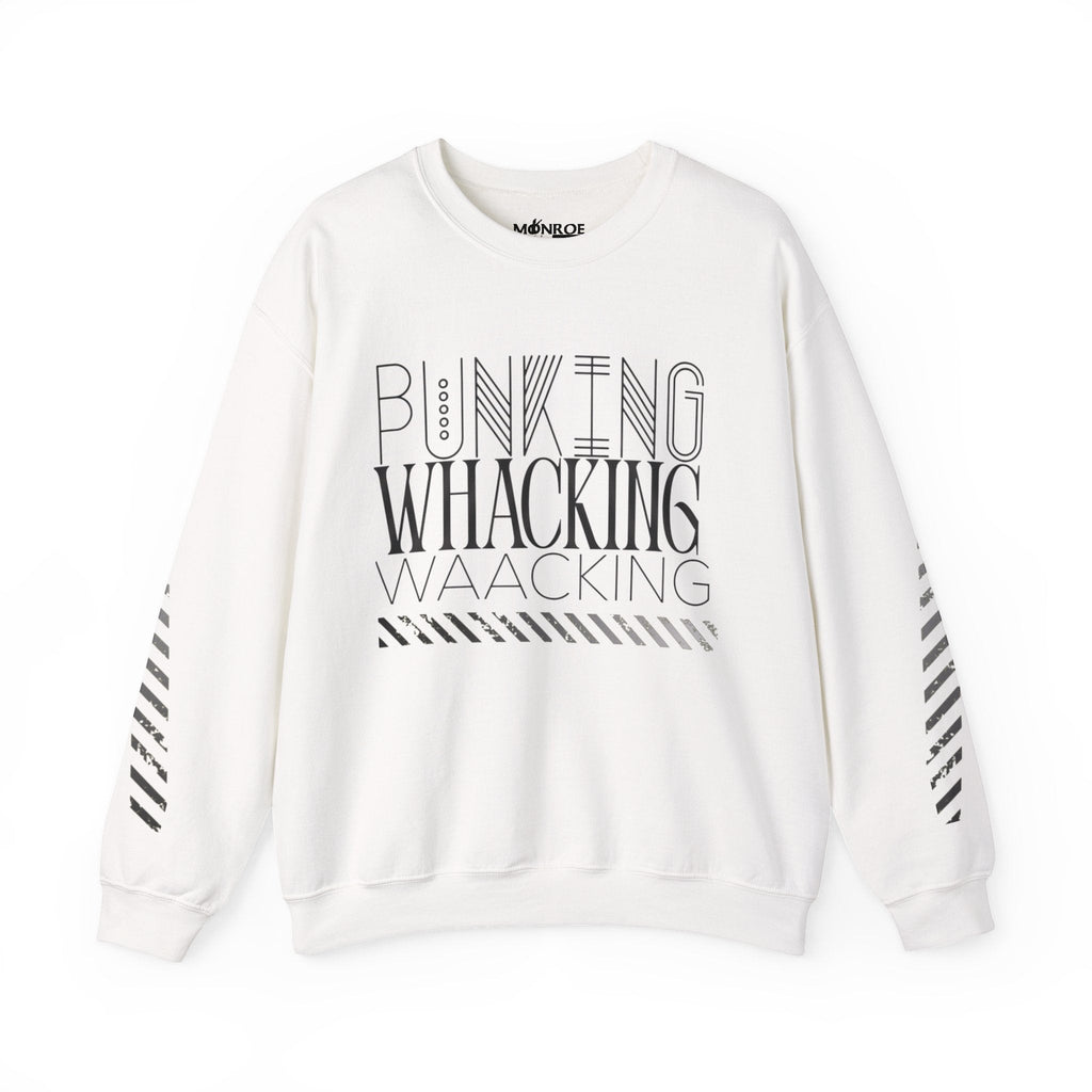 MONROE STORE sudadera blanca de algodón y poliéster con estampado "Waacking" en el pecho y mangas, ideal para bailarines.