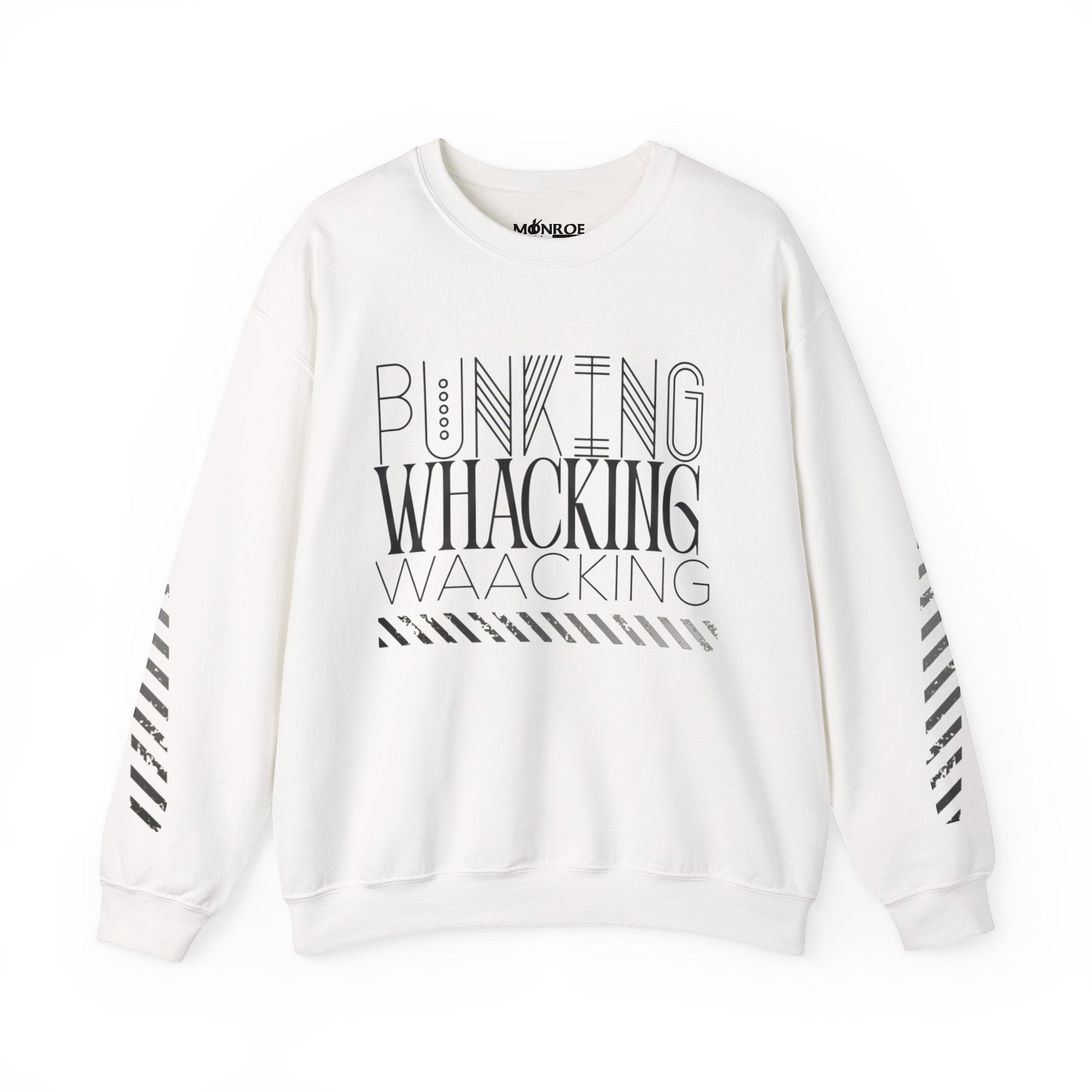 MONROE STORE sudadera blanca de algodón y poliéster con estampado "Waacking" en el pecho y mangas, ideal para bailarines.