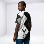 MONROE STORE Waacking Queen Cut & Sew Tee, black and white graphic print, 100% polyester, regular fit, dance apparel.