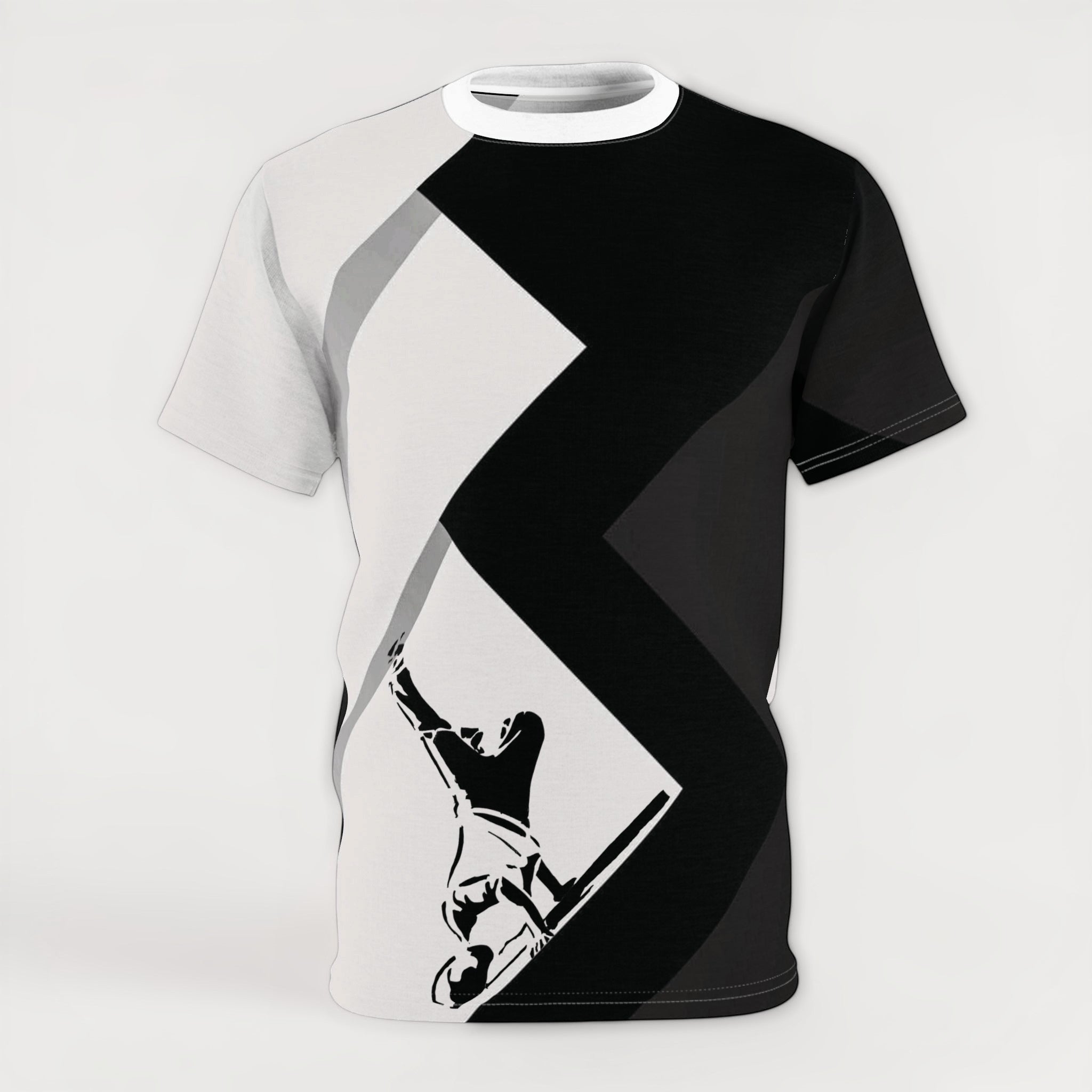 MONROE STORE Waacking Queen Cut & Sew Tee, black and white graphic print, 100% polyester, dance apparel