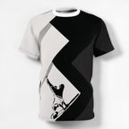 MONROE STORE Waacking Queen Cut & Sew Tee, black, white, and grey abstract graphic with dancer silhouette, 100% polyester.
