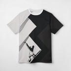 MONROE STORE Waacking Queen Cut & Sew Tee, black and white geometric print with dancer silhouette, 100% polyester