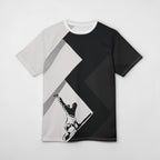 MONROE STORE Waacking Queen Cut & Sew Tee, black and white geometric print with a dancer silhouette, 100% polyester.