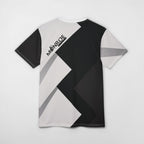 MONROE STORE Waacking Queen Cut & Sew Tee, black, white, and grey geometric pattern, 100% polyester, short sleeves, crew neck, dance apparel.