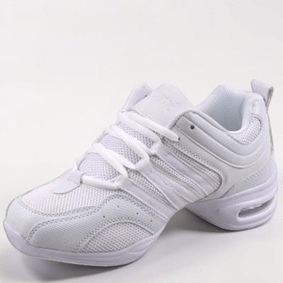 MONROE STORE white mesh square dance shoes with breathable upper and cushioned PU sole for flexible movement
