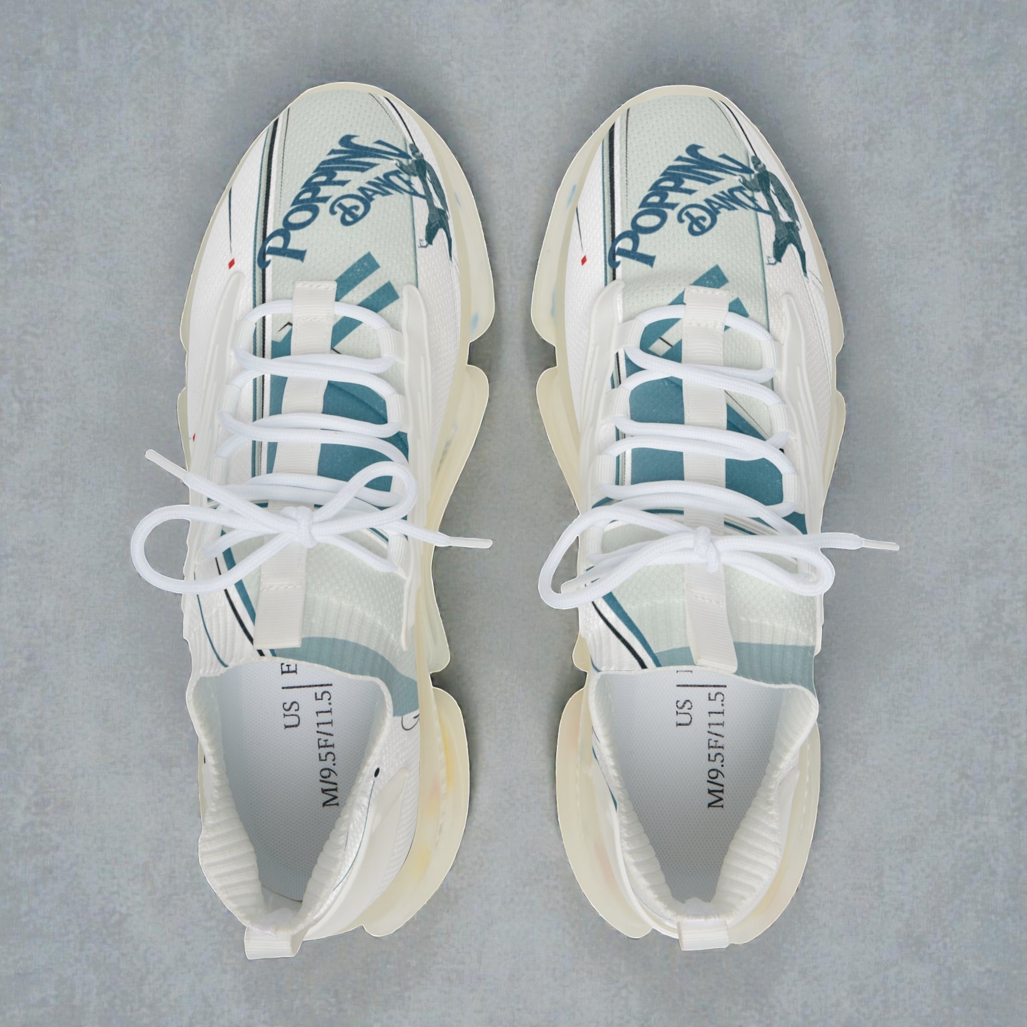 MONROE STORE zapatillas deportivas blancas de malla para hombre con estampado "POPPING DANCE" y suela de EVA
