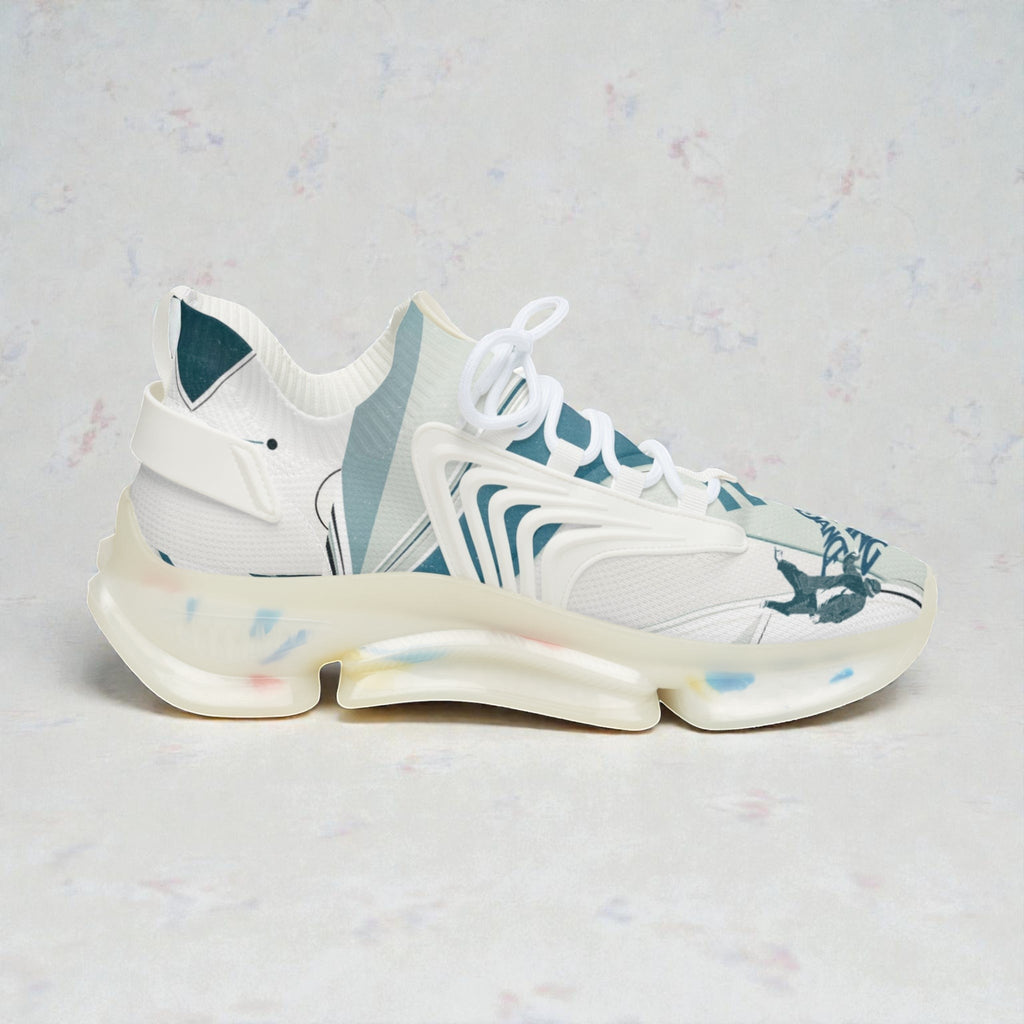 MONROE STORE zapatillas deportivas blancas y azules con estampado integral, suela de EVA y plantilla de espuma viscoelástica.