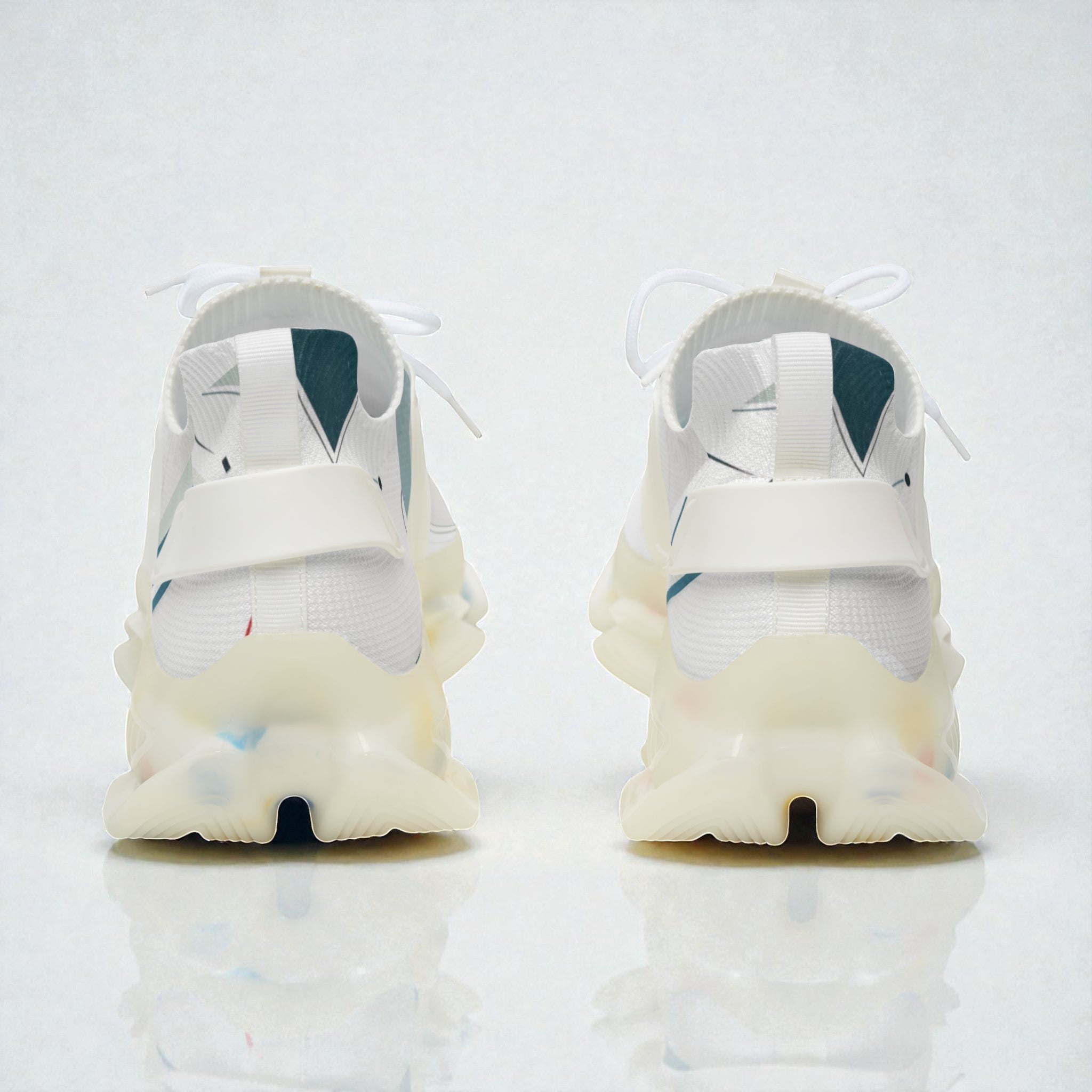 MONROE STORE zapatillas deportivas blancas de malla para hombre con estampado gráfico y suela gruesa de EVA.