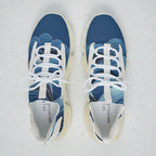 MONROE STORE zapatillas deportivas de malla para hombre con estampado de olas azules y blancas, suela de EVA y cordones blancos.