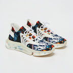 Zapatillas deportivas MONROE STORE de malla para hombre con estampado artístico multicolor y suela blanca gruesa.