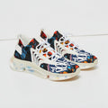 MONROE STORE zapatillas deportivas de malla para hombre con estampado de grafiti y cordones blancos.