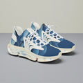 MONROE STORE zapatillas deportivas de malla para hombre con estampado abstracto azul y blanco, suela de EVA, cordones blancos.